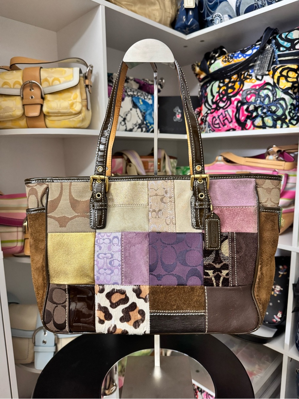 Coach Vintage Holiday Patchwork Tote Bag